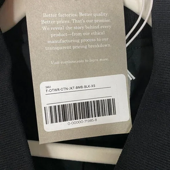 Everlane Bomber Jacket Black Womens XS Varsity Track - Picture 7 of 10